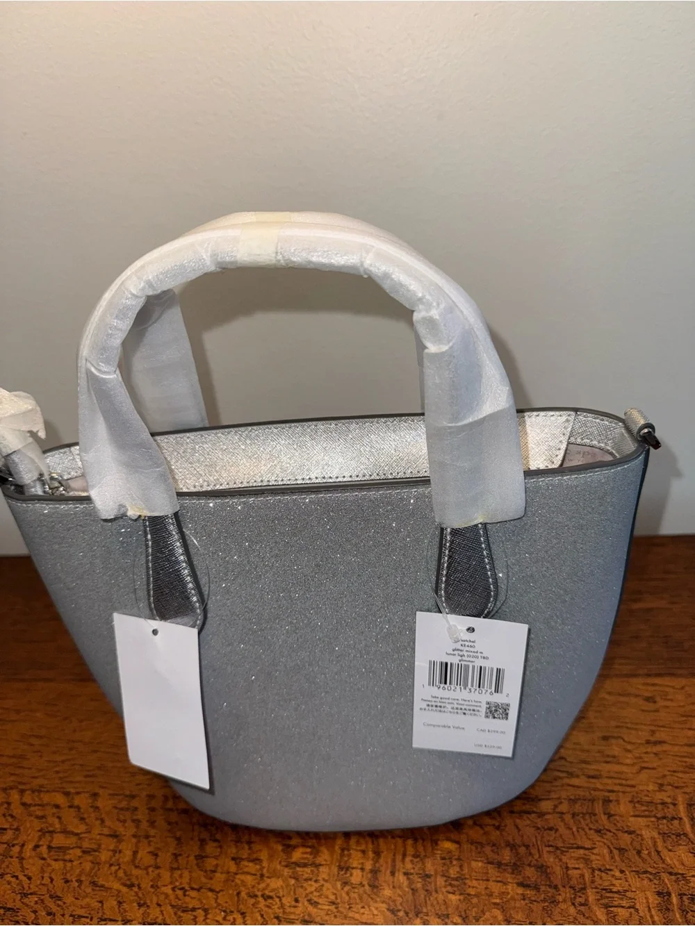 NWT Kate Spade Glimmer Satchel/Crossbody in Lunar Light Silver-Glitter
